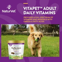 NaturVet VitaPet Adult Daily Vitamins Plus Breath Aid Soft Chews for Dogs 60 Count 6.3-oz