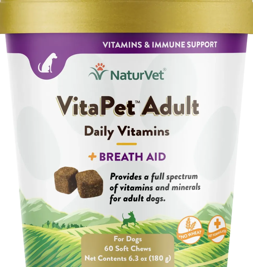 NaturVet VitaPet Adult Daily Vitamins Plus Breath Aid Soft Chews for Dogs 60 Count 6.3-oz