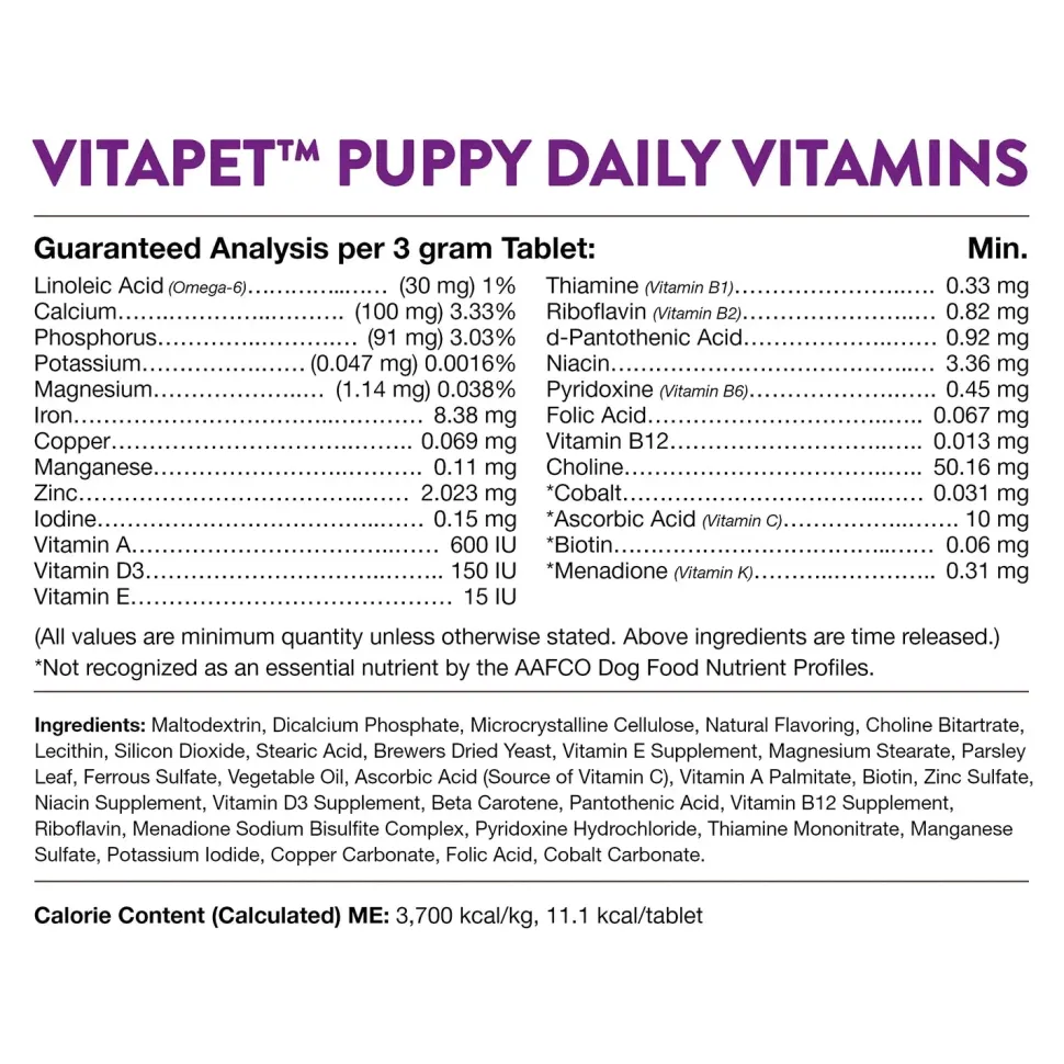 NaturVet Vita Pet Puppy Plus Breath Aid Tablets Time Release Jar 60 Count 6.3-oz