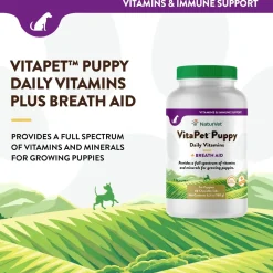 NaturVet Vita Pet Puppy Plus Breath Aid Tablets Time Release Jar 60 Count 6.3-oz