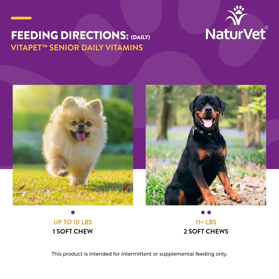 NaturVet VitaPet Senior Daily Vitamins Plus Glucosamine Soft Chews for Dogs 60 Count 6.3-oz