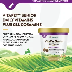 NaturVet VitaPet Senior Daily Vitamins Plus Glucosamine Soft Chews for Dogs 60 Count 6.3-oz