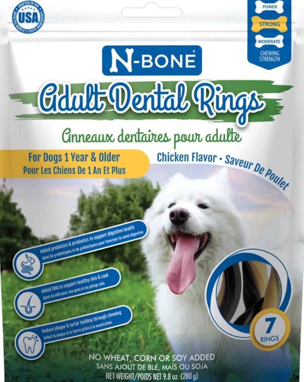 N-Bone Adult Dental Rings Dog Chew Chicken 7 Count 9.8-oz