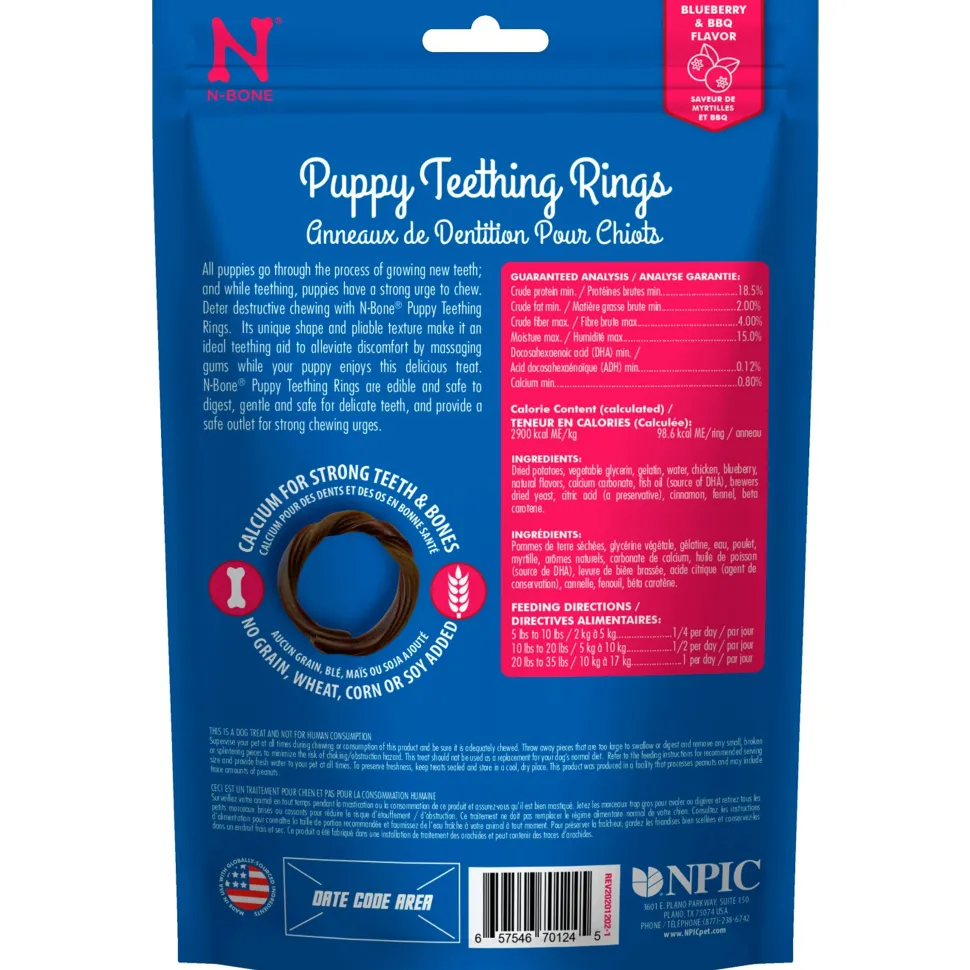 N-Bone Grain-Free Puppy Teething Rings Blueberry & BBQ 6 Count 7.2-oz
