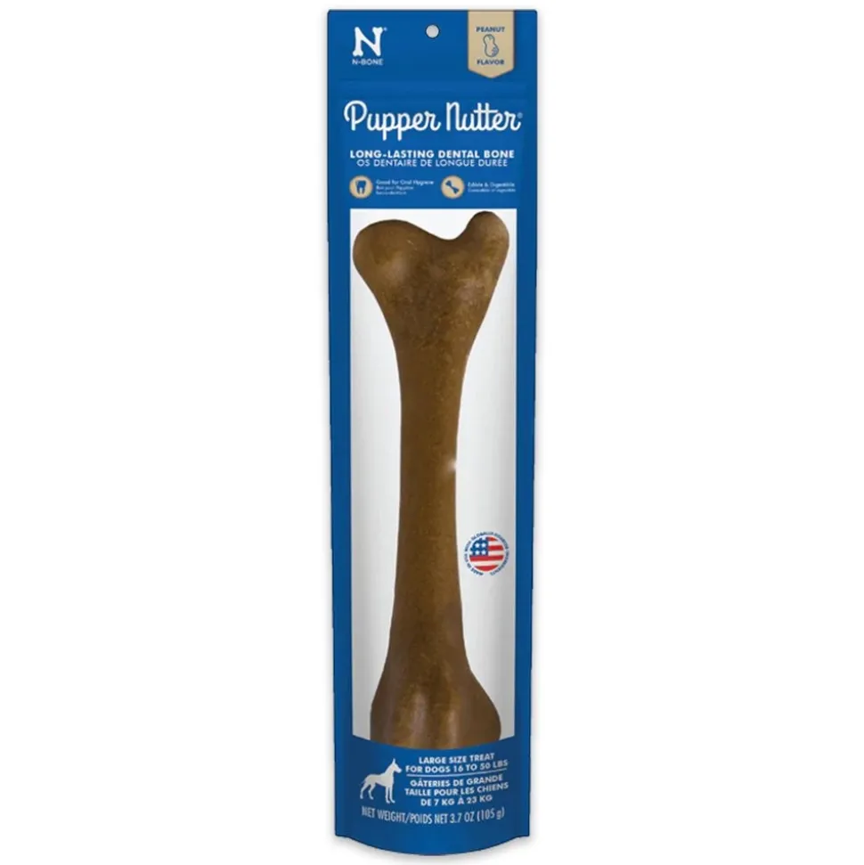 N-Bone Pupper Nutter Dental Chew Bone Dog Treats Peanut Butter Large Single