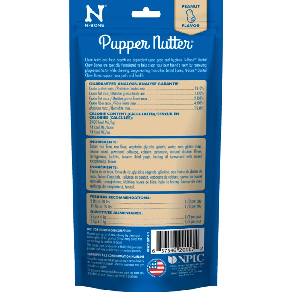 N-Bone Pupper Nutter Dental Chew Bone Dog Treats Peanut Butter Small 2 Count