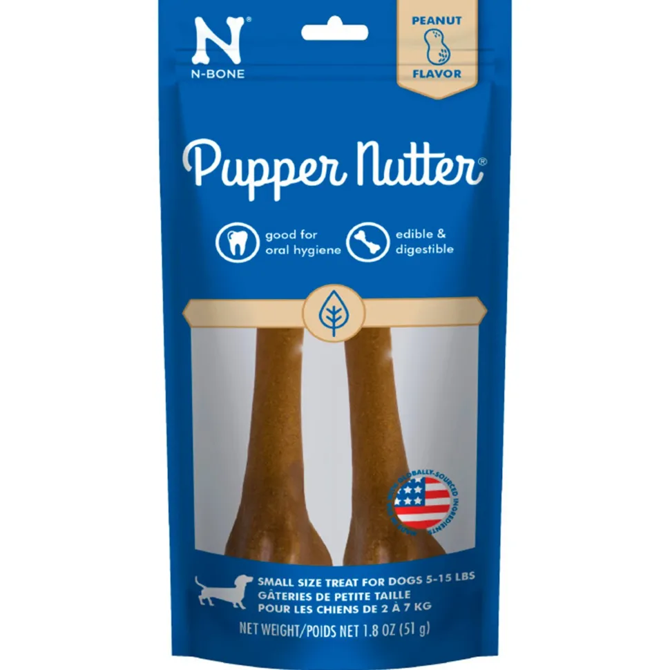 N-Bone Pupper Nutter Dental Chew Bone Dog Treats Peanut Butter Small 2 Count