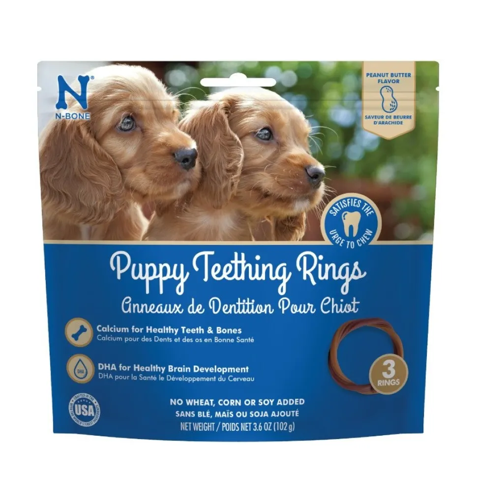 N-Bone Puppy Teething Rings Peanut Butter 3 Count 3.6-oz