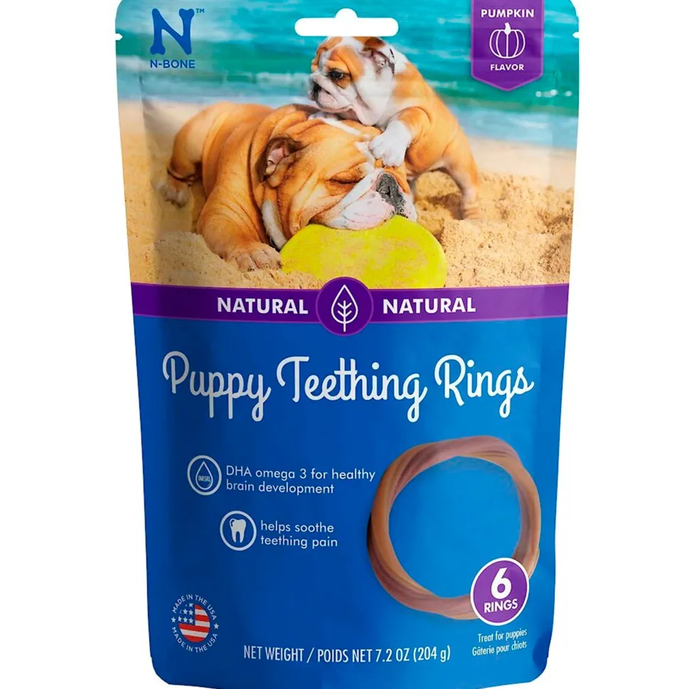 N-Bone Puppy Teething Rings Pumpkin 6 Count 7.2-oz