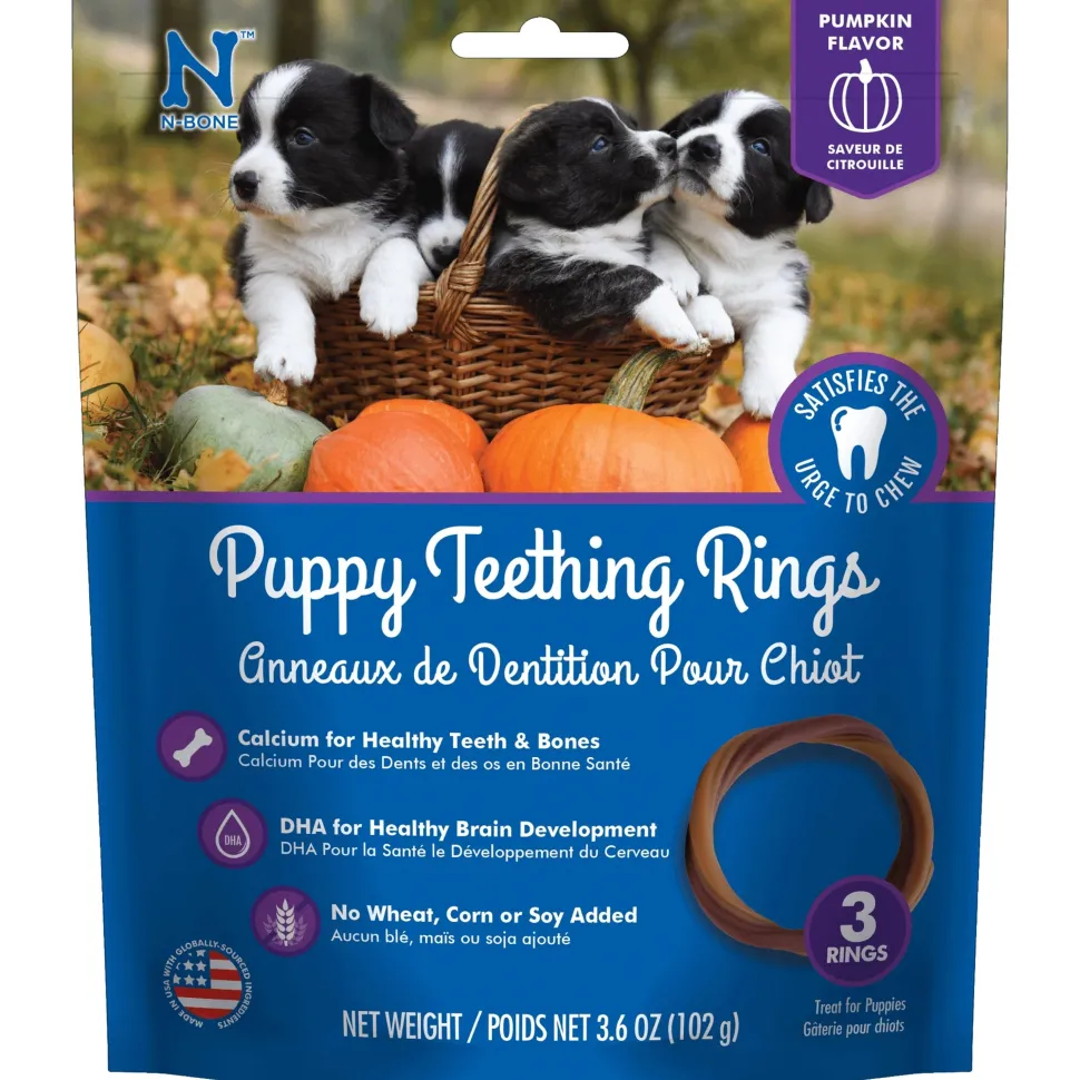 N-Bone Puppy Teething Rings Pumpkin 3 Count 3.6-oz