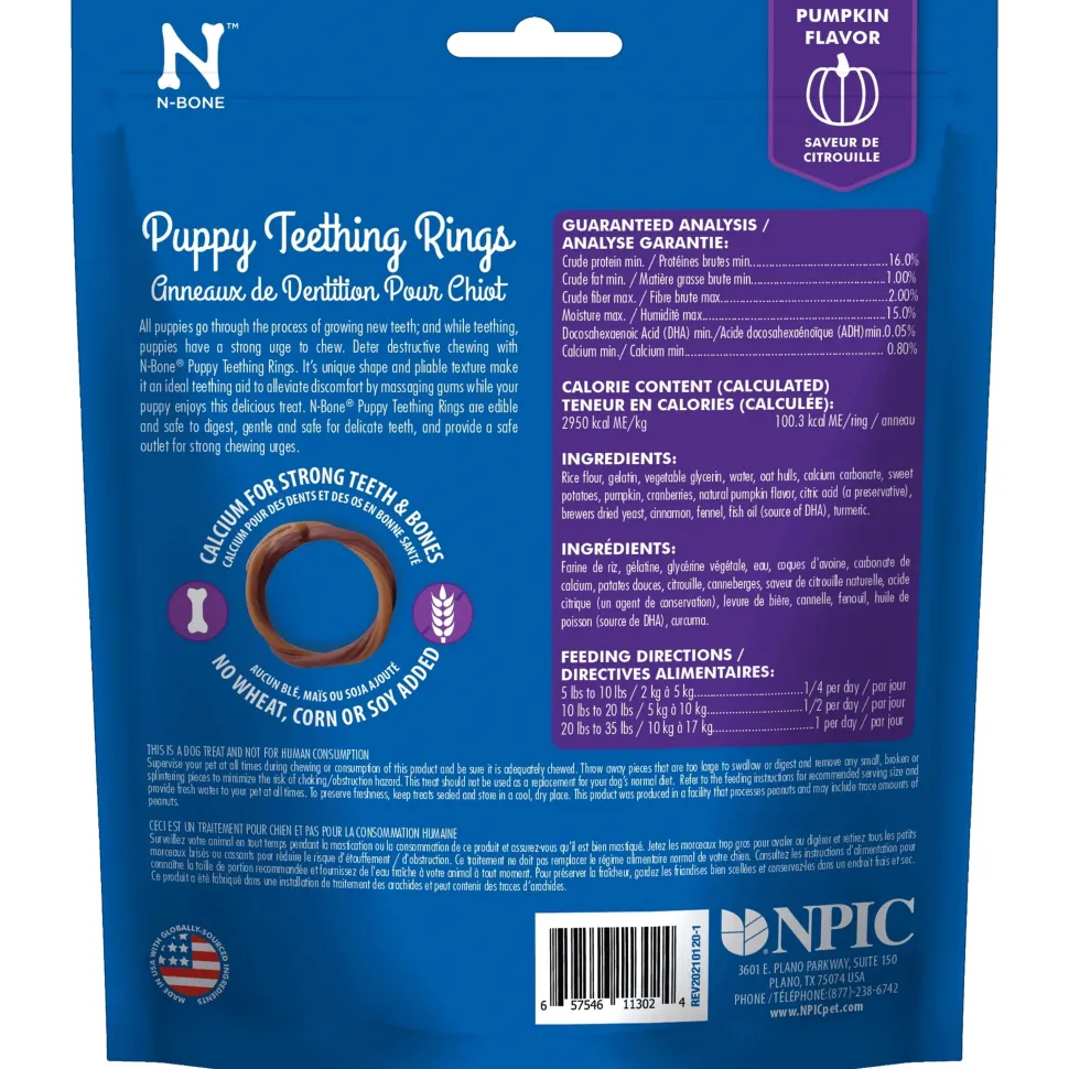 N-Bone Puppy Teething Rings Pumpkin 3 Count 3.6-oz