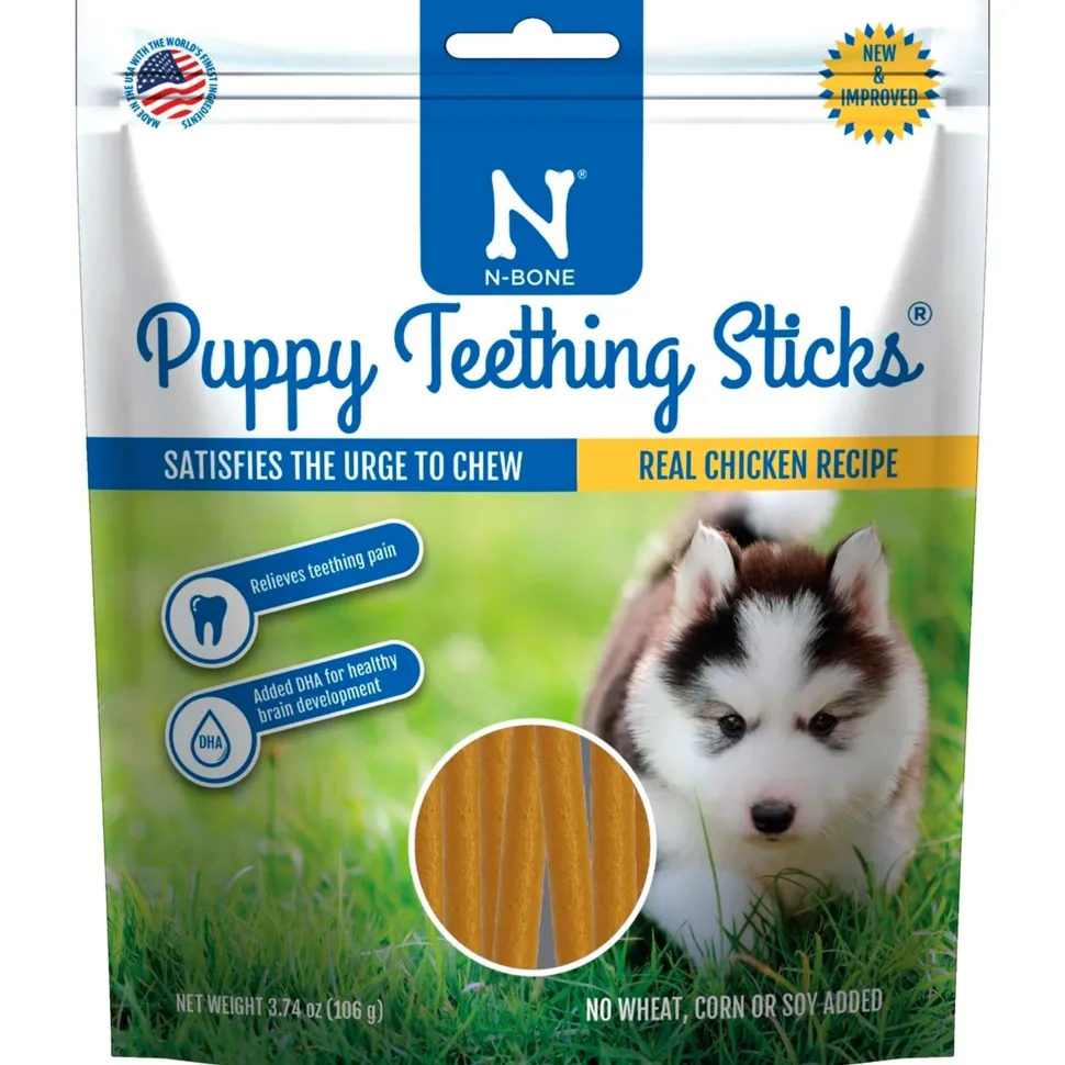N-Bone Puppy Teething Sticks Chicken Regular 3.74-oz