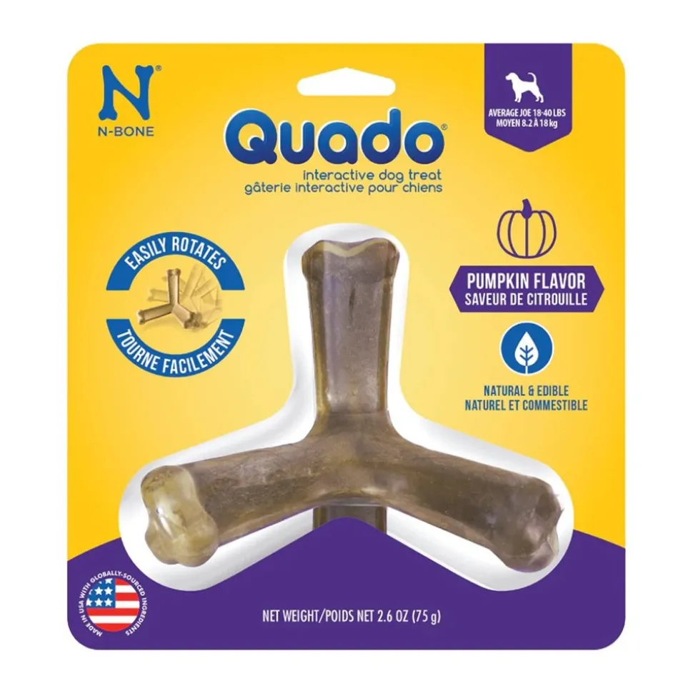 N-Bone Quado Interactive Dog Chew Treat for Medium Dogs pumpkin recipe 2.6-oz