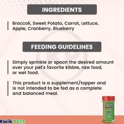 Northwest Naturals Functional Freeze Dried Dog & Cat Food Topper Veggie and Fruits 3-oz