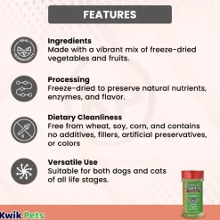 Northwest Naturals Functional Freeze Dried Dog & Cat Food Topper Veggie and Fruits 3-oz