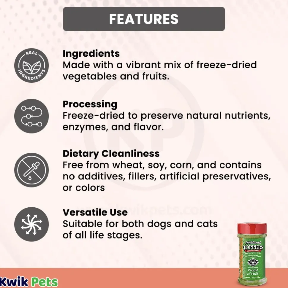 Northwest Naturals Functional Freeze Dried Dog & Cat Food Topper Veggie and Fruits 3-oz