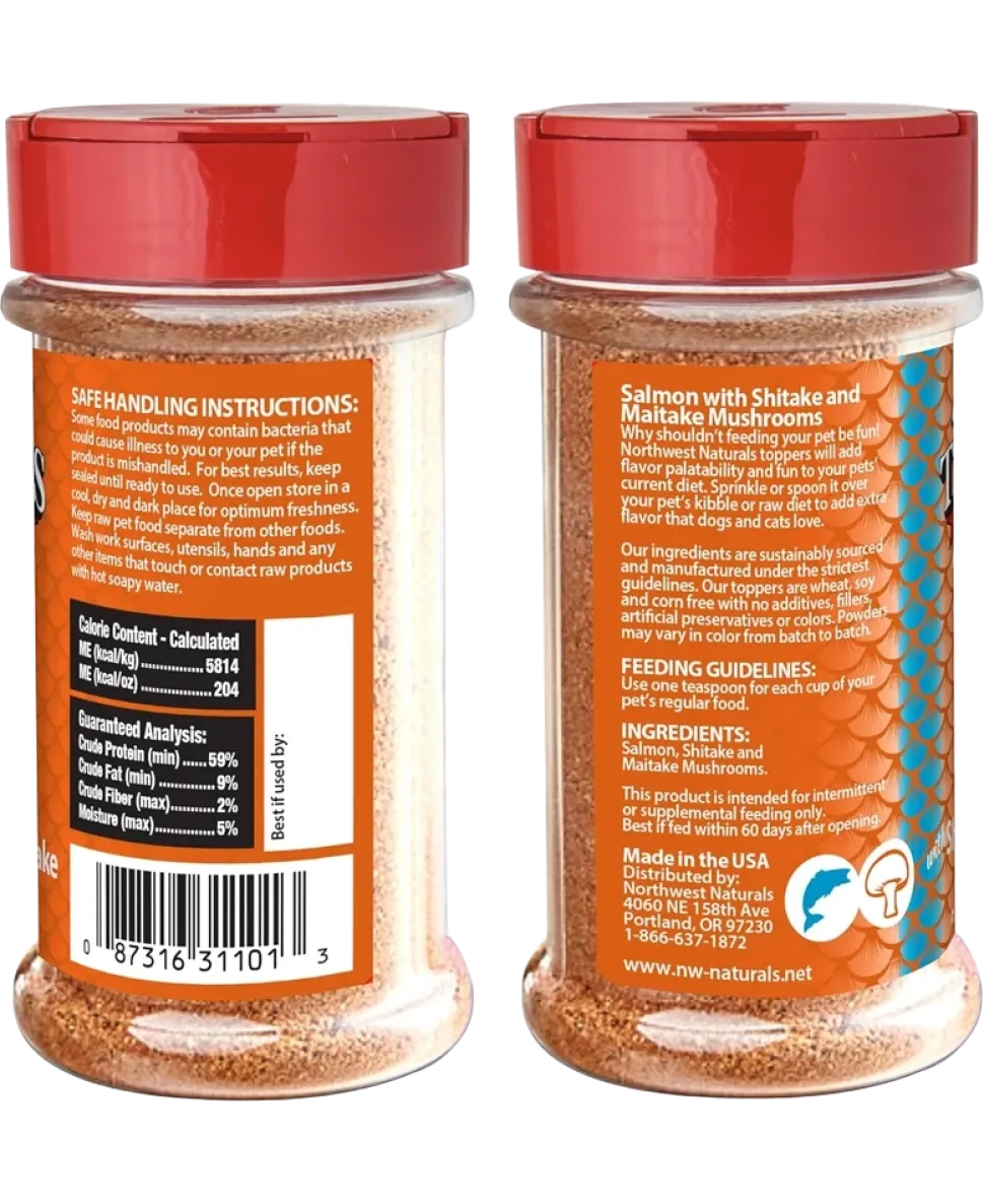 Northwest Naturals Functional Freeze Dried Dog & Cat Food Topper Salmon with Shiitake & Maitake Mushrooms 3.5-oz