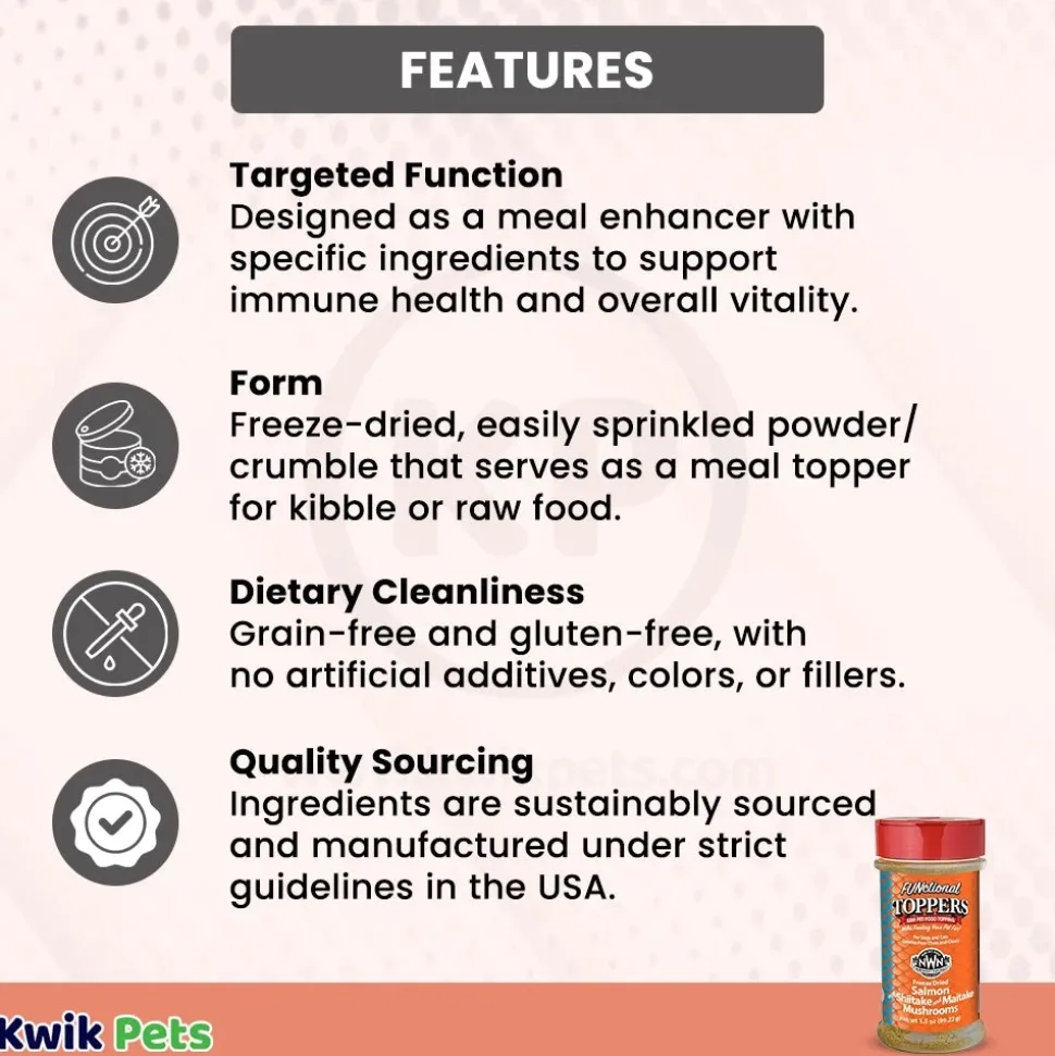 Northwest Naturals Functional Freeze Dried Dog & Cat Food Topper Salmon with Shiitake & Maitake Mushrooms 3.5-oz