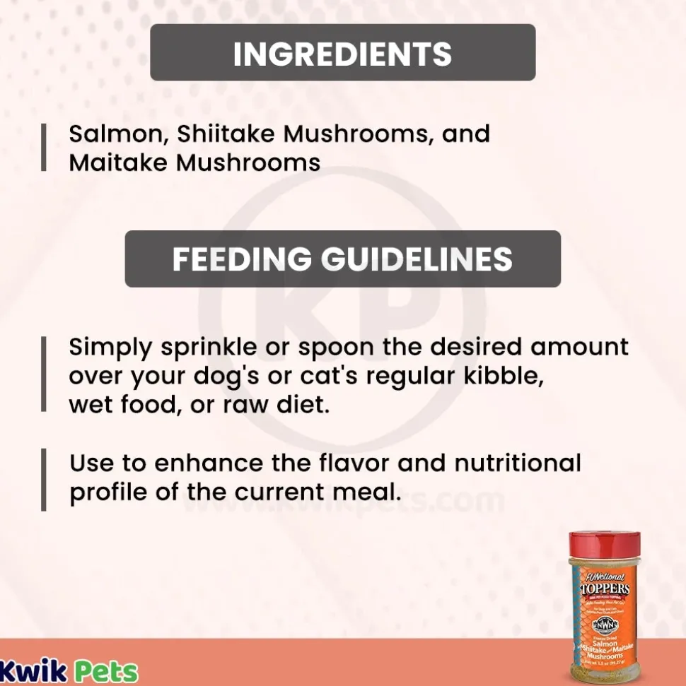 Northwest Naturals Functional Freeze Dried Dog & Cat Food Topper Salmon with Shiitake & Maitake Mushrooms 3.5-oz