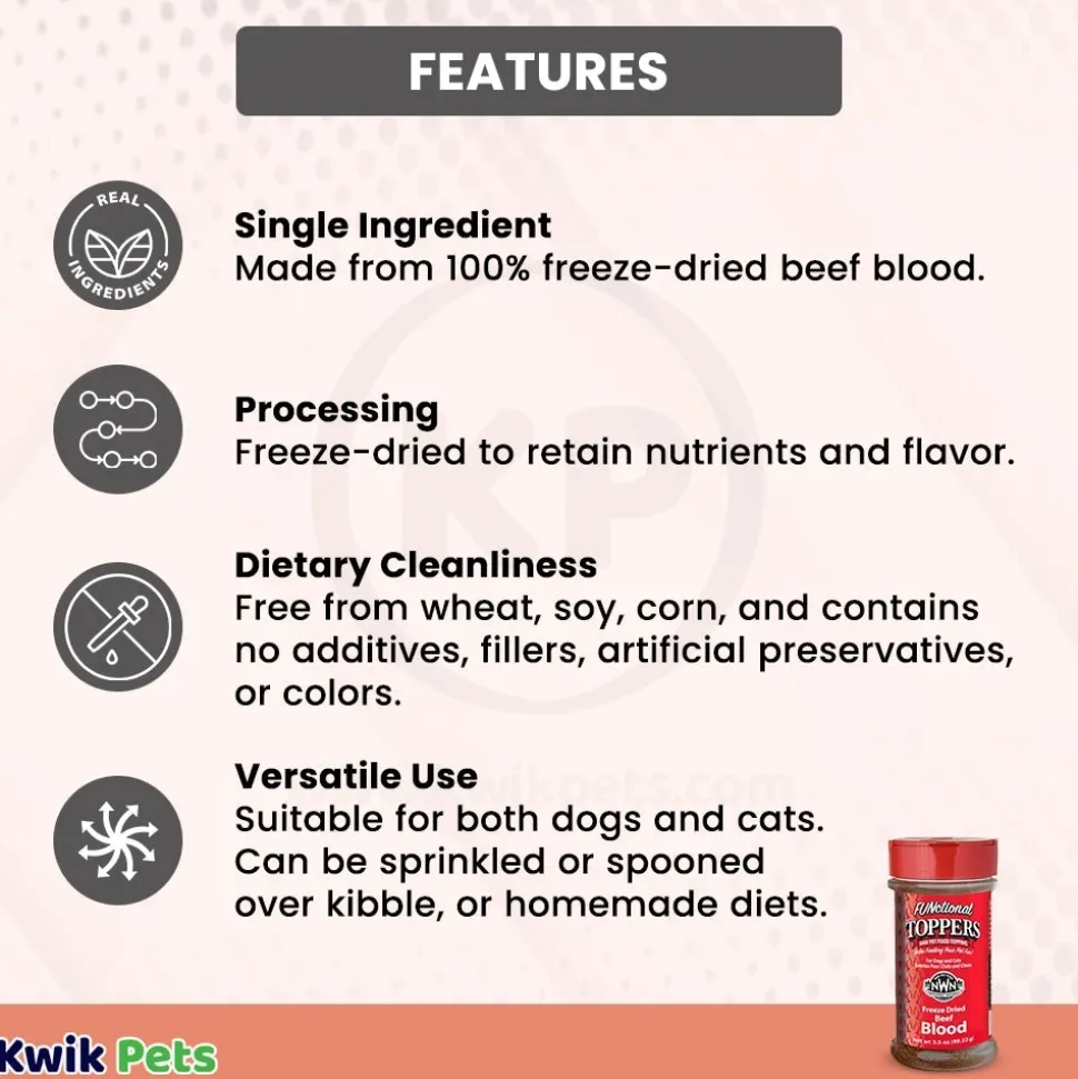 Northwest Naturals Functional Freeze Dried Dog & Cat Food Topper Beef Blood 3.5-oz