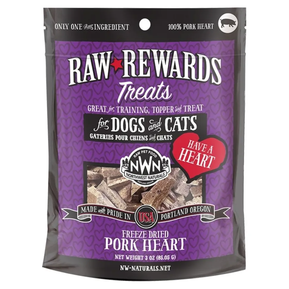 Northwest Naturals Raw Rewards Freeze Dried Dog & Cat Treats Pork Heart 3-oz
