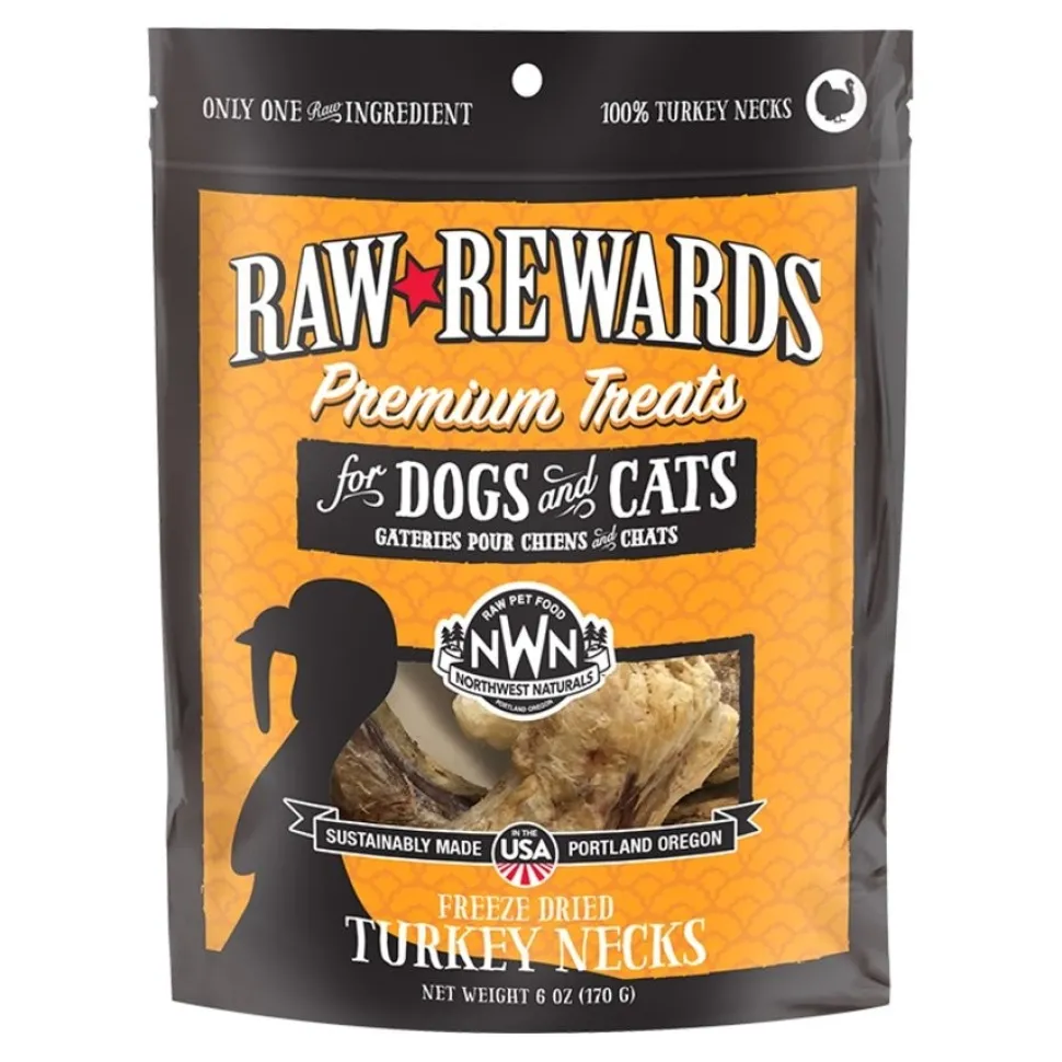 Northwest Naturals Raw Rewards Premium Freeze Dried Dog & Cat Treats Turkey Necks 6-oz