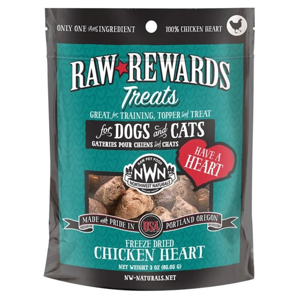 Northwest Naturals Raw Rewards Freeze Dried Dog & Cat Treats Chicken Heart 3-oz