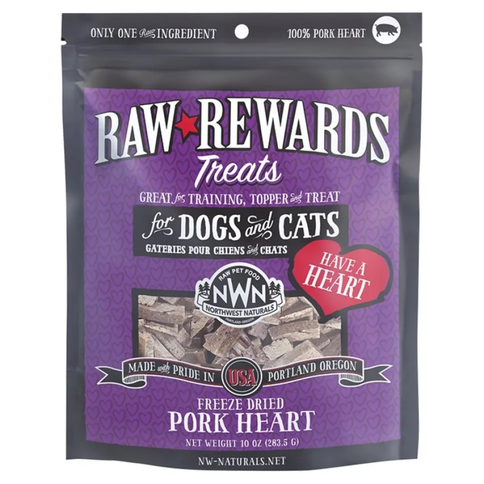 Northwest Naturals Raw Rewards Freeze Dried Dog & Cat Treats Pork Heart 10-oz