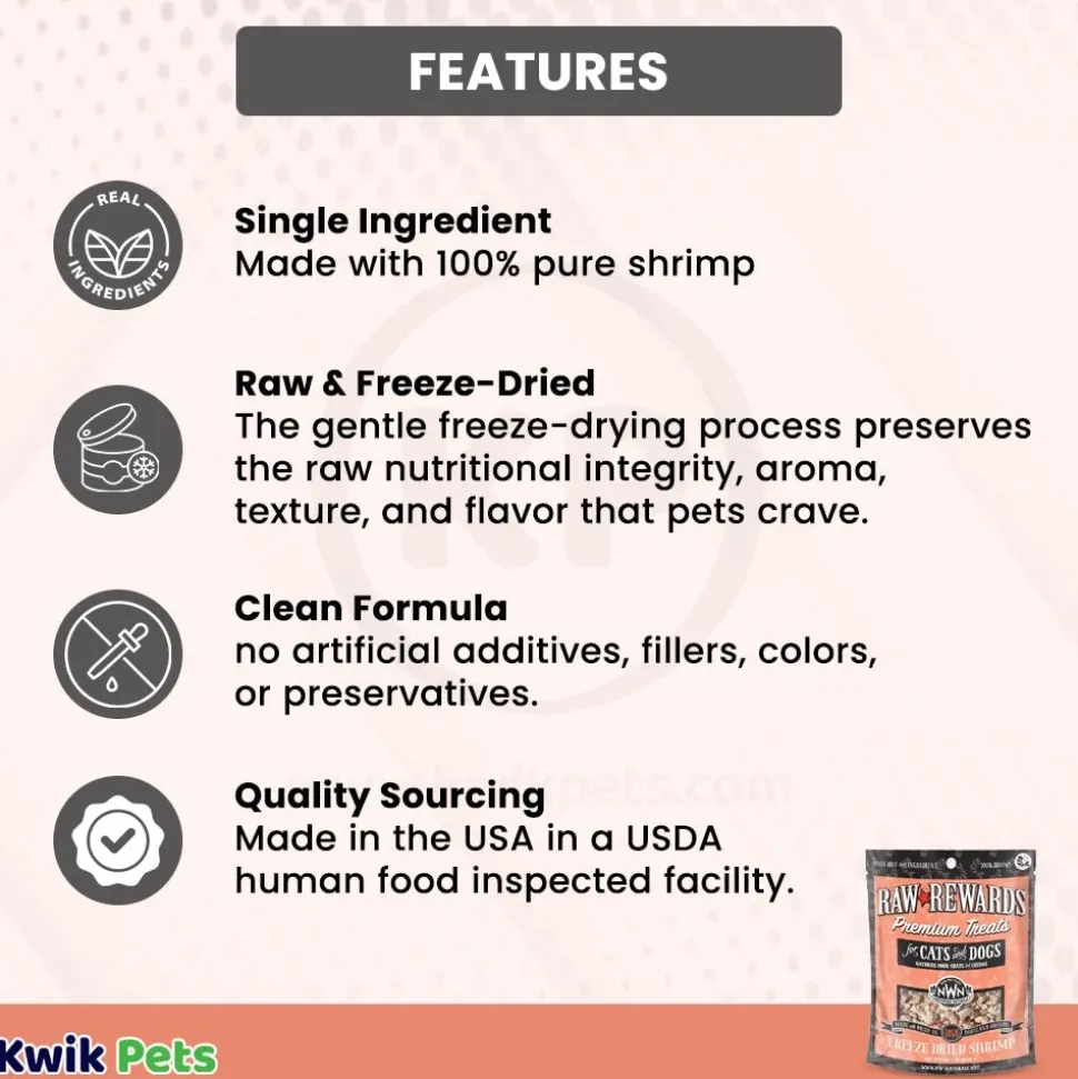 Northwest Naturals Raw Rewards Premium Freeze Dried Dog & Cat Treats Shrimp 1-oz