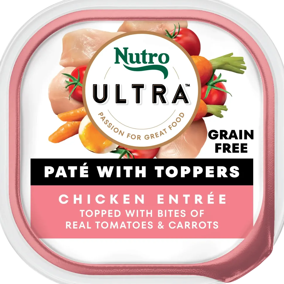 Nutro Ultra Grain‑Free Adult Wet Dog Food Paté with Toppers Chicken Entrée with Tomatoes & Carrots 3.5-oz