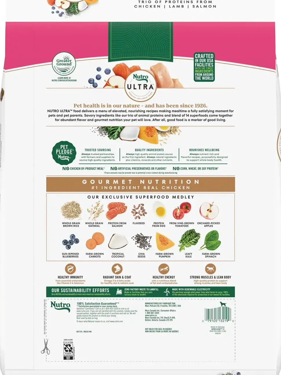 Nutro Ultra Small Breed Adult Dry Dog Food Chicken, Lamb & Salmon Plate 12-lb