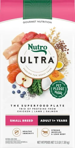 Nutro Ultra Small Breed Adult Dry Dog Food Chicken, Lamb & Salmon Plate 3.5-lb