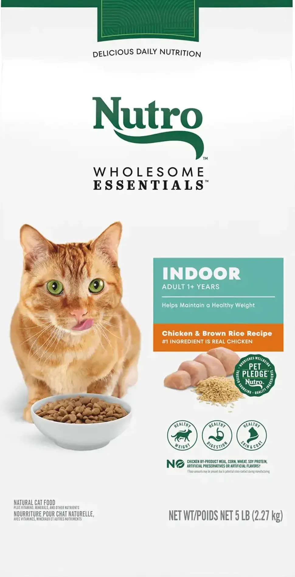 Nutro Wholesome Essentials Chicken & Brown Rice Healthy Weight Indoor Adult Dry Cat Food 5-lb