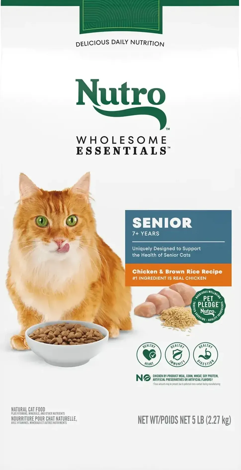 Nutro Wholesome Essentials Chicken & Brown Rice Recipe Senior Dry Cat Food 5-lb