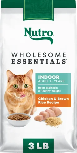 Nutro Wholesome Essentials Chicken & Brown Rice Healthy Weight Indoor Adult Dry Cat Food 3-lb