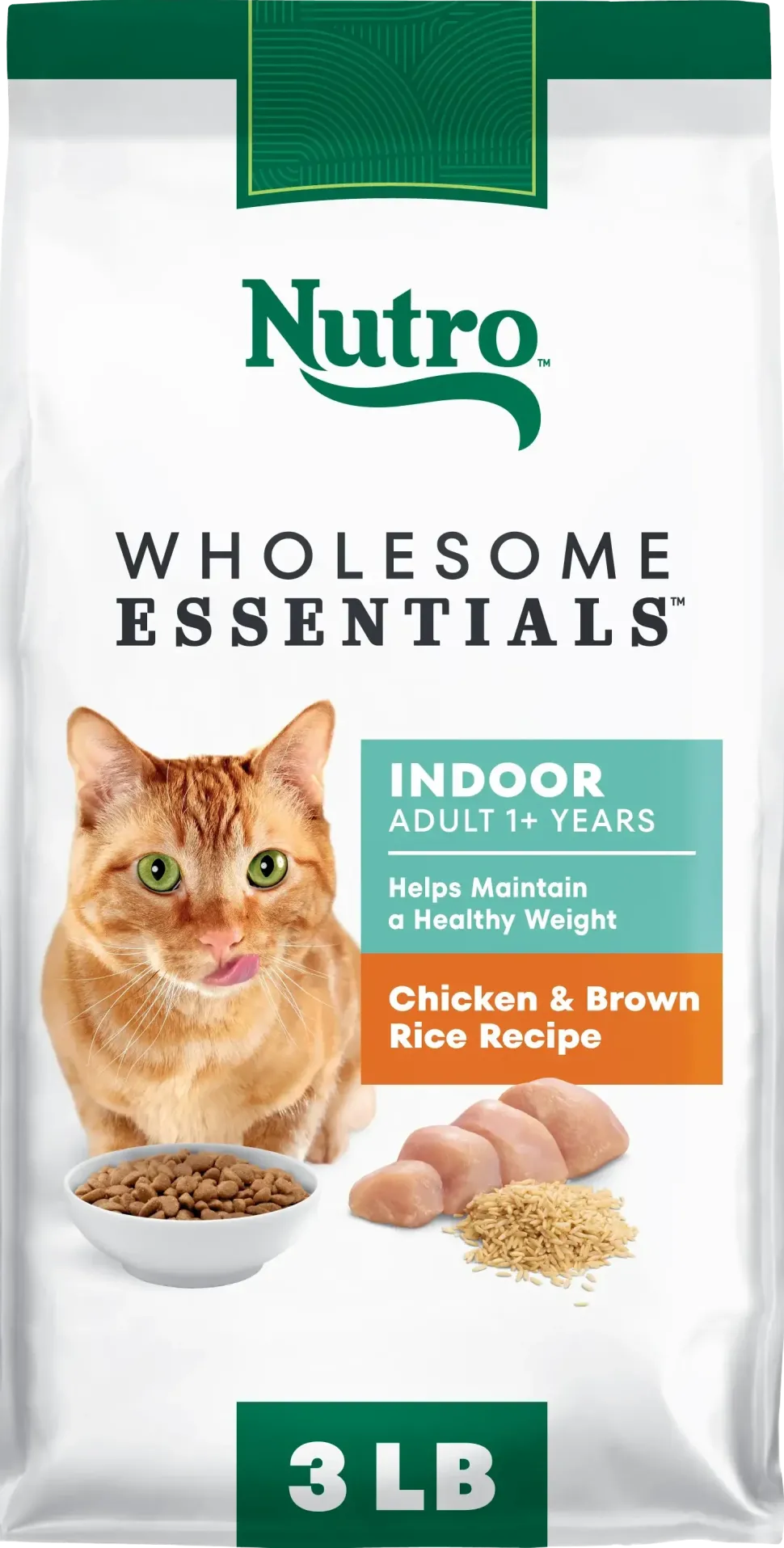 Nutro Wholesome Essentials Chicken & Brown Rice Healthy Weight Indoor Adult Dry Cat Food 3-lb