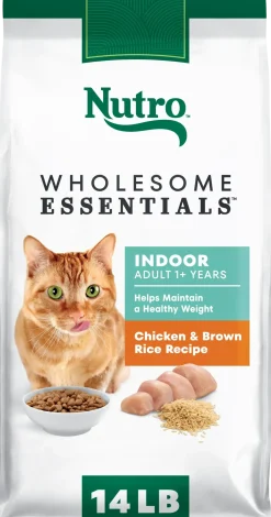Nutro Wholesome Essentials Chicken & Brown Rice Healthy Weight Indoor Adult Dry Cat Food 14-lb
