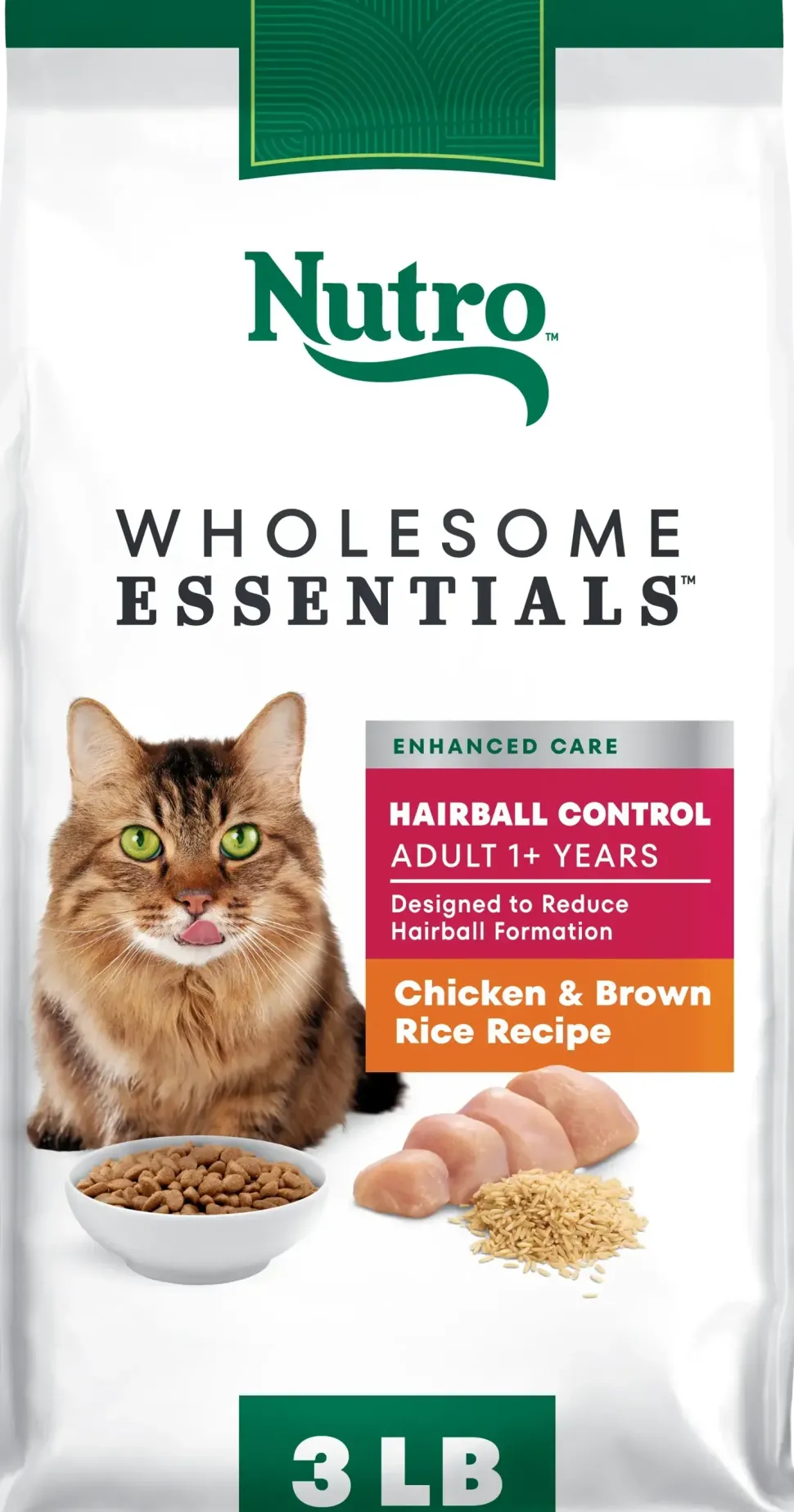 Nutro Wholesome Essentials Chicken & Brown Rice Hairball Control Adult Dry Cat Food 3-lb