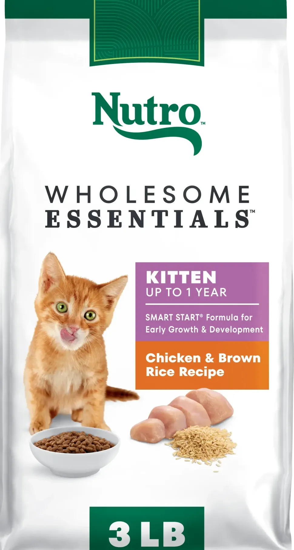 Nutro Wholesome Essentials Chicken & Brown Rice Early Development Kitten Dry Cat Food 3-lb