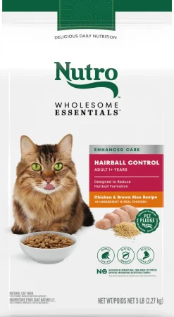 Nutro Wholesome Essentials Chicken & Brown Rice Hairball Control Adult Dry Cat Food 5-lb
