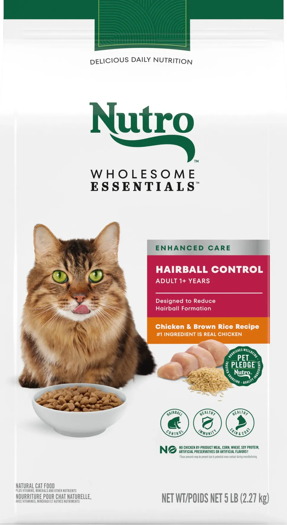 Nutro Wholesome Essentials Chicken & Brown Rice Hairball Control Adult Dry Cat Food 5-lb