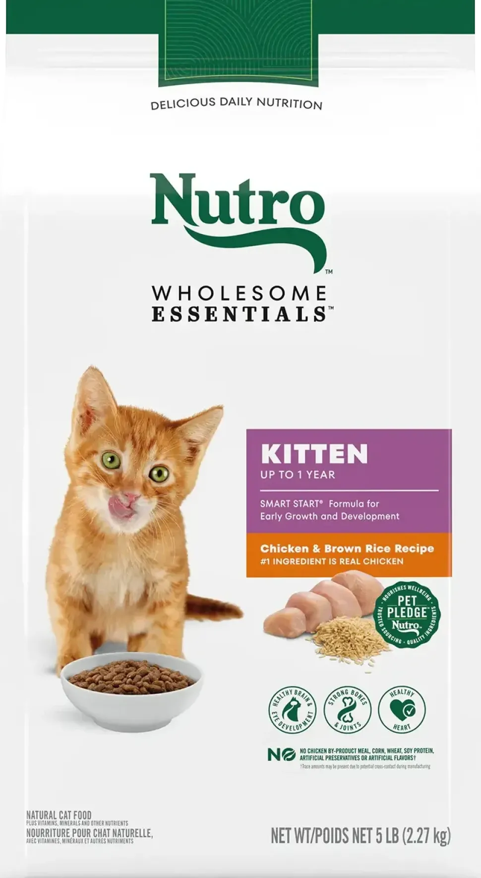 Nutro Wholesome Essentials Chicken & Brown Rice Early Development Kitten Dry Cat Food 5-lb