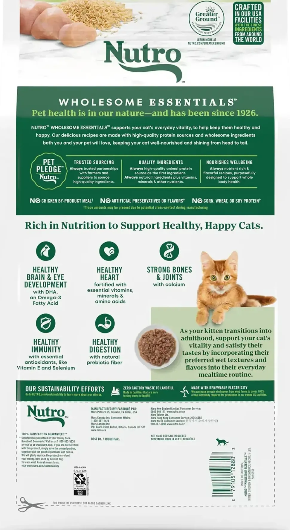 Nutro Wholesome Essentials Chicken & Brown Rice Early Development Kitten Dry Cat Food 5-lb