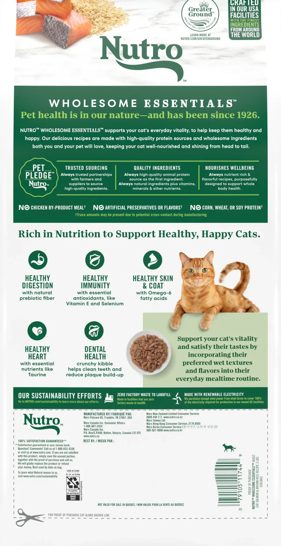 Nutro Wholesome Essentials Salmon & Brown Rice Adult Dry Cat Food 3-lb