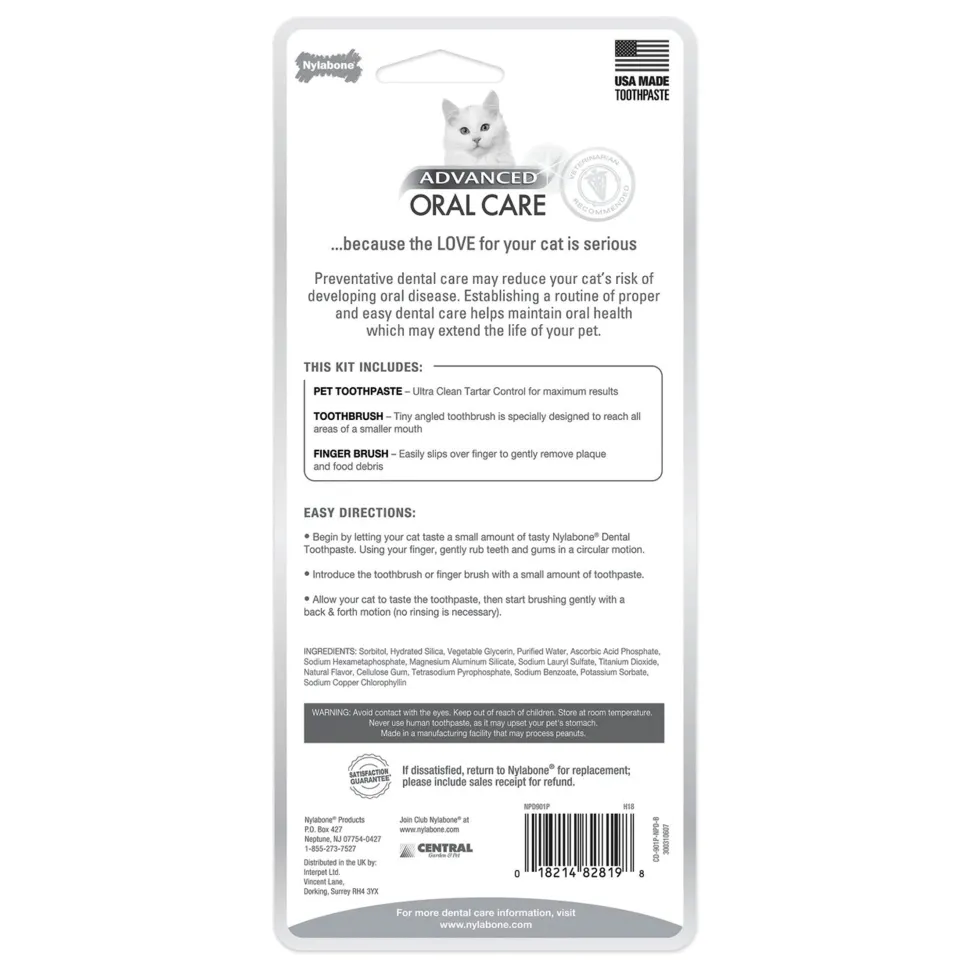 Nylabone Advanced Oral Care Cat Dental Kit Original 2.5-oz 3 Count