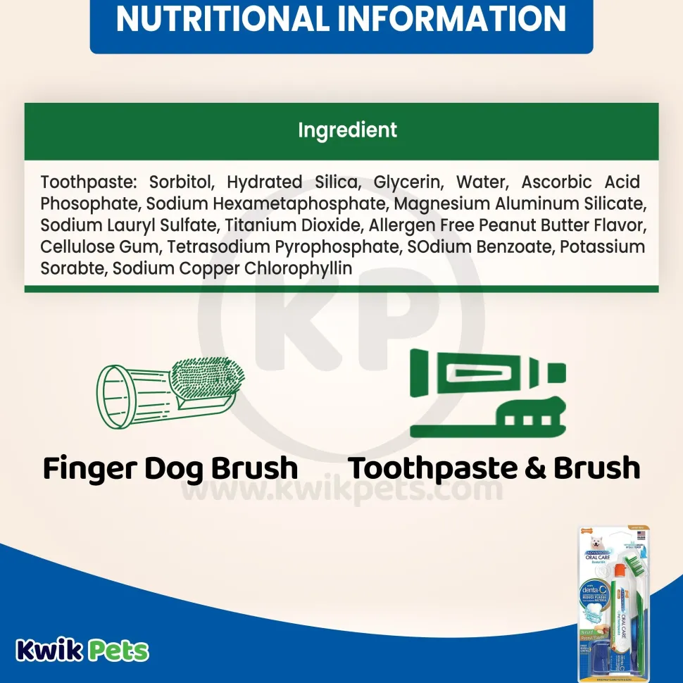 Nylabone Advanced Oral Care Natural Dog Dental Kit Peanut Butter 3 Count 2.5-oz