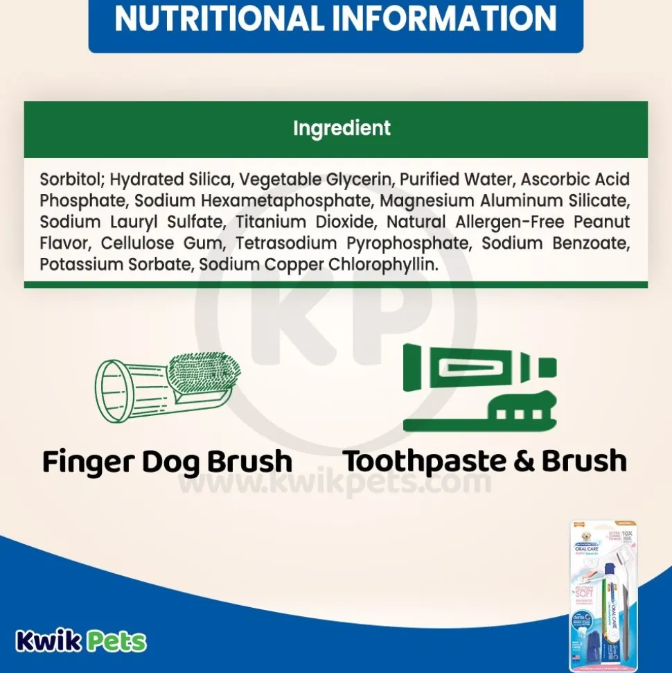 Nylabone Advanced Oral Care Puppy Dental Kit with Pillowy Soft-Bristle Toothbrush Peanut Butter 2.5-oz 3 Count