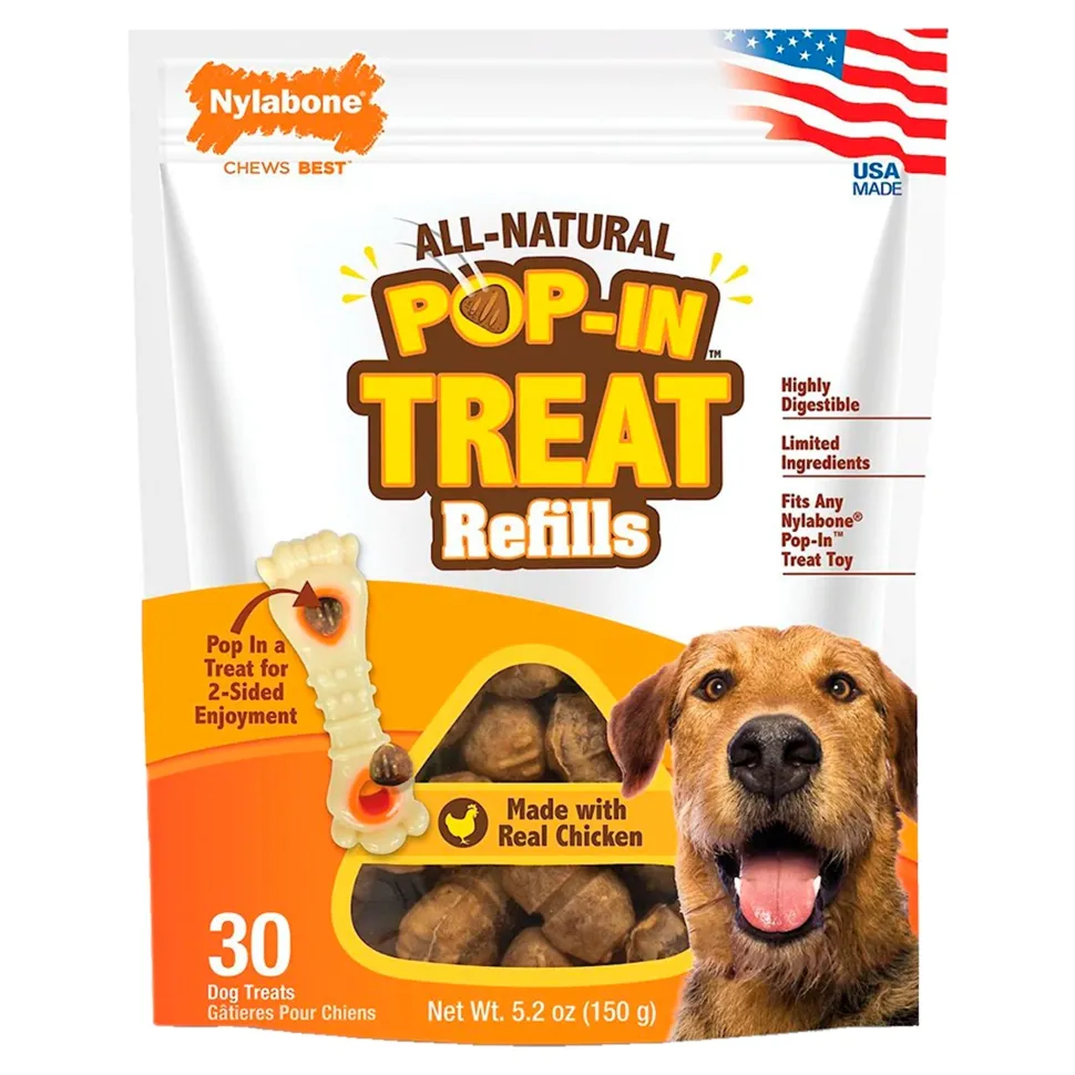 Nylabone All-Natural Pop-In Dog Treat Refills Chicken 30 Count 5.2-oz