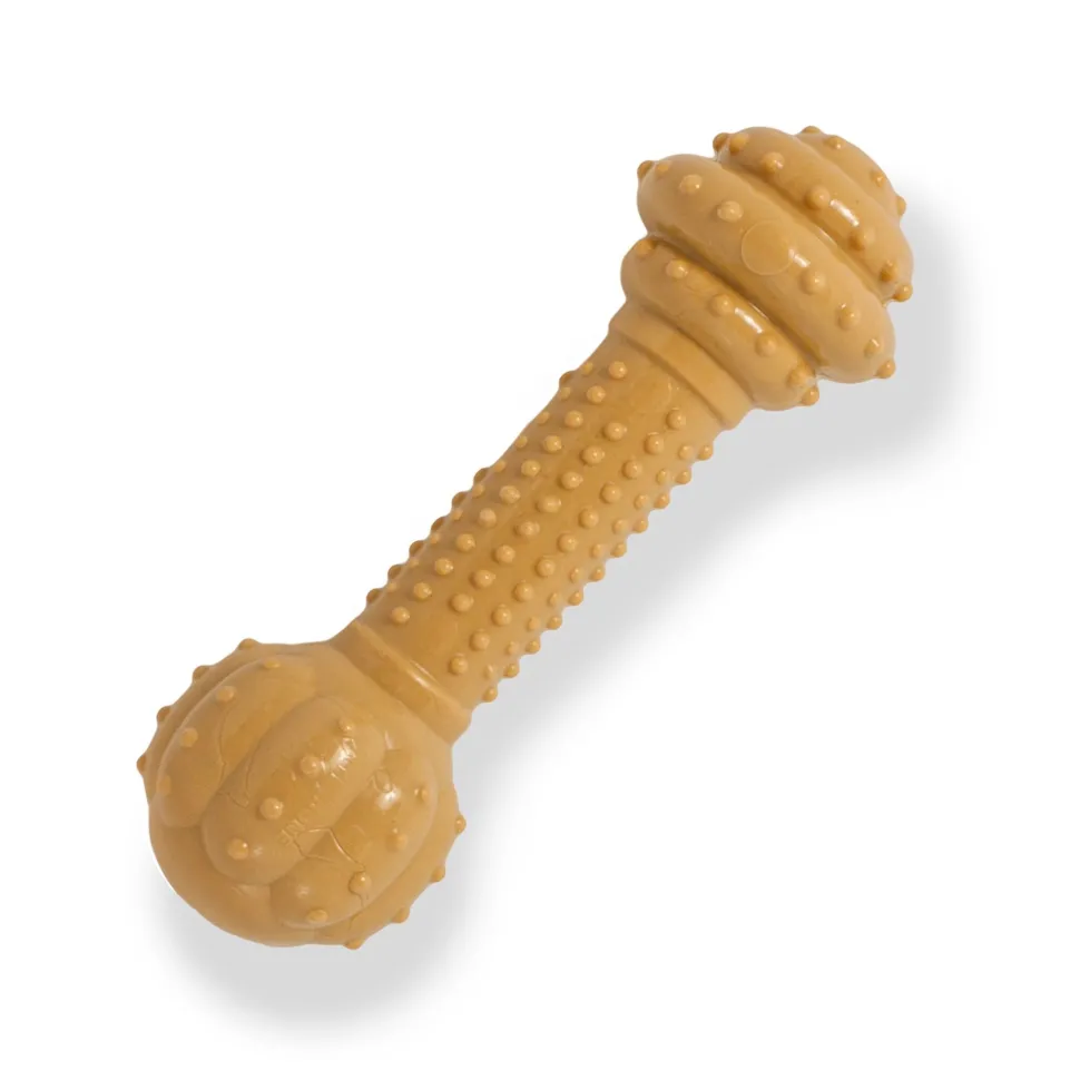 Nylabone Barbell Power Chew Durable Dog Toy Peanut Butter Large/Giant - Up To 50 lbs