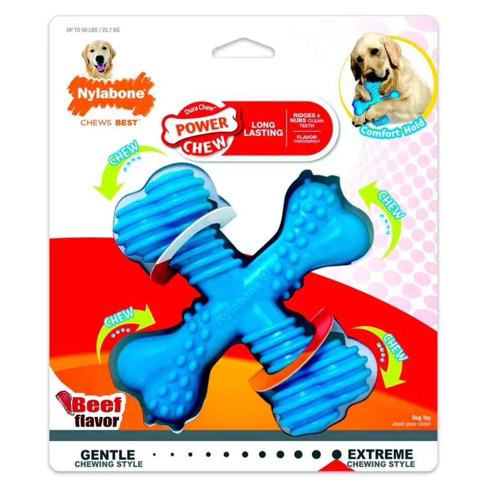 Nylabone Comfort Hold X Bone Power Chew Durable Dog Toy Beef Large/Giant - Up To 50 lbs